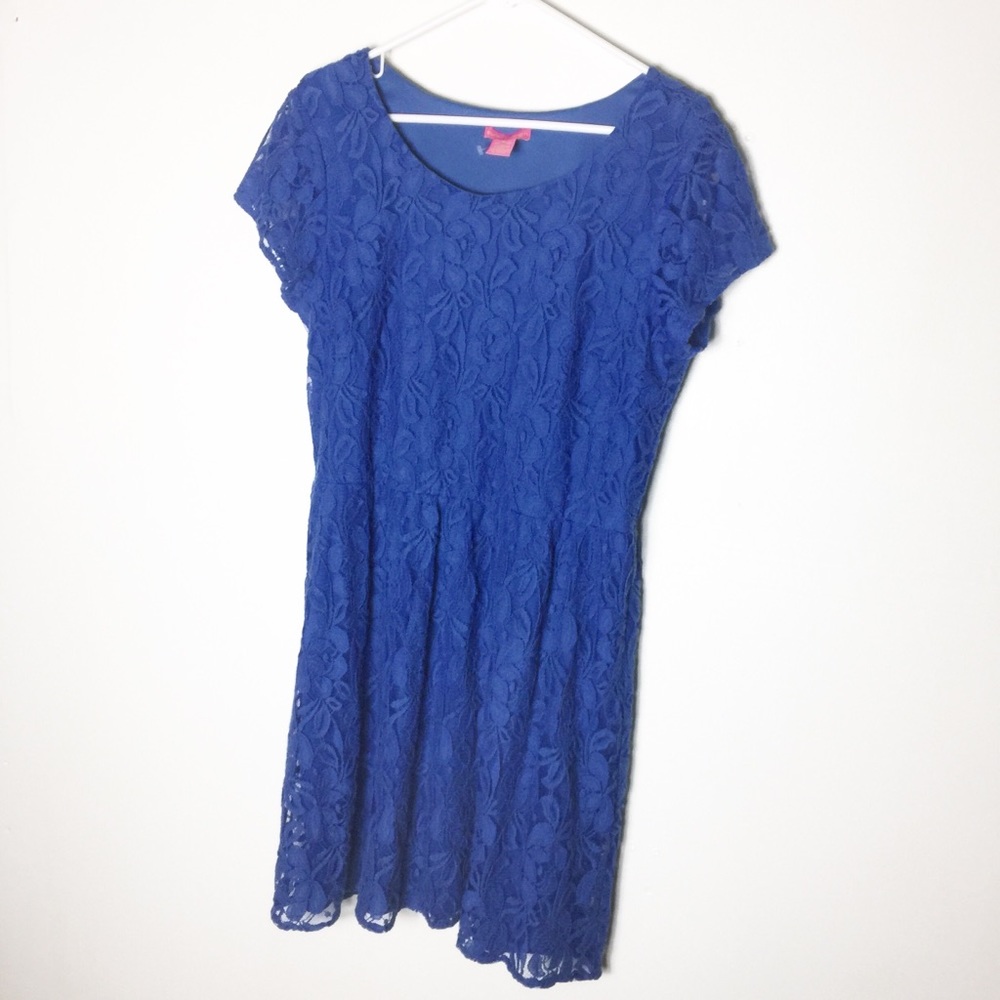 Sunny Leigh Blue Lace Midi Dress